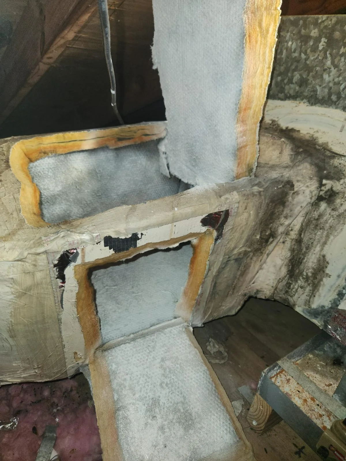 Air Duct Repair vs Replacement for Aging Ductwork 2 damaged and aging duct sections during inspection, real company service photo 3