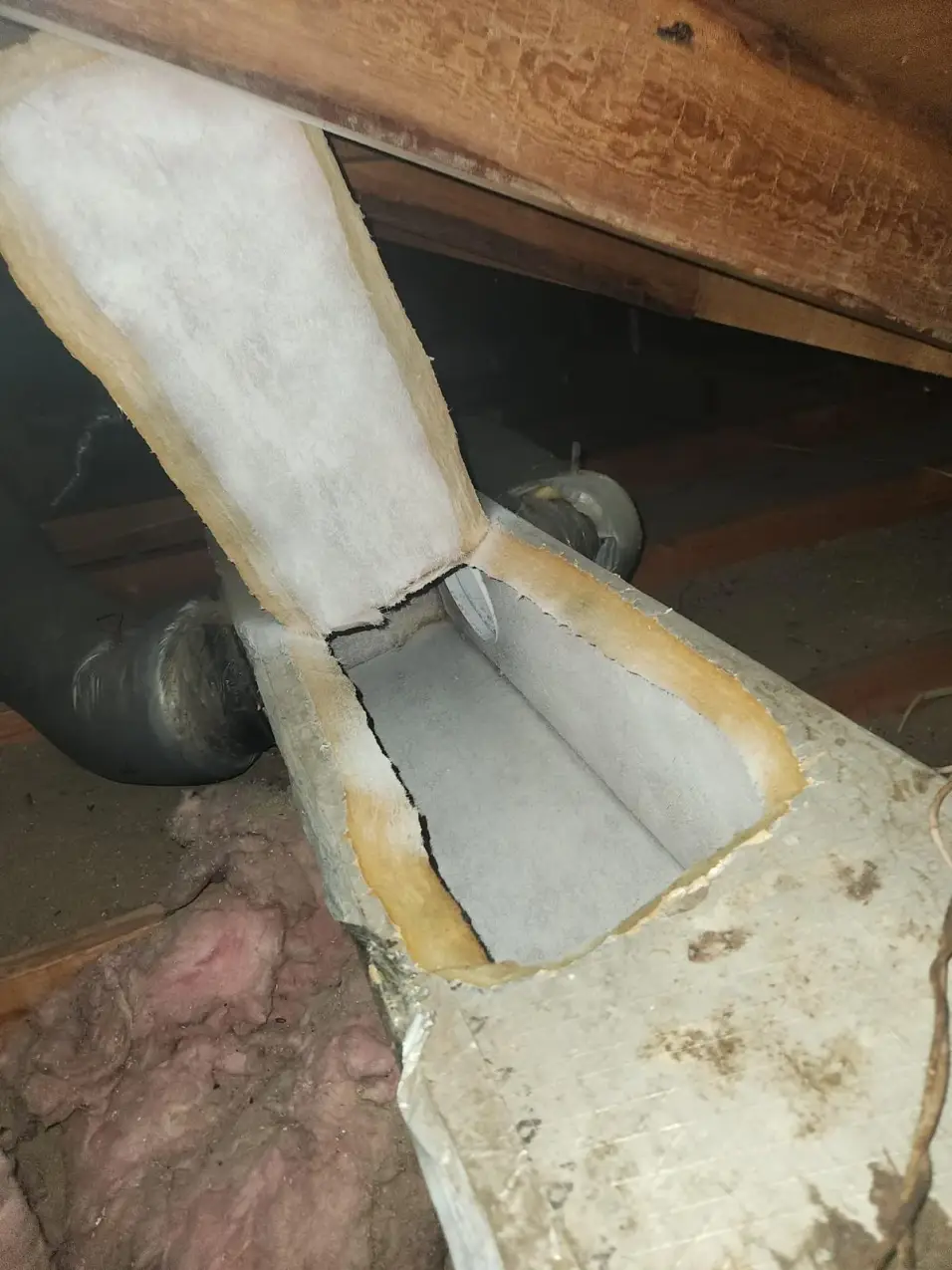 Air Duct Repair vs Replacement for Aging Ductwork 5 damaged and aging duct sections during inspection, real company service photo 5